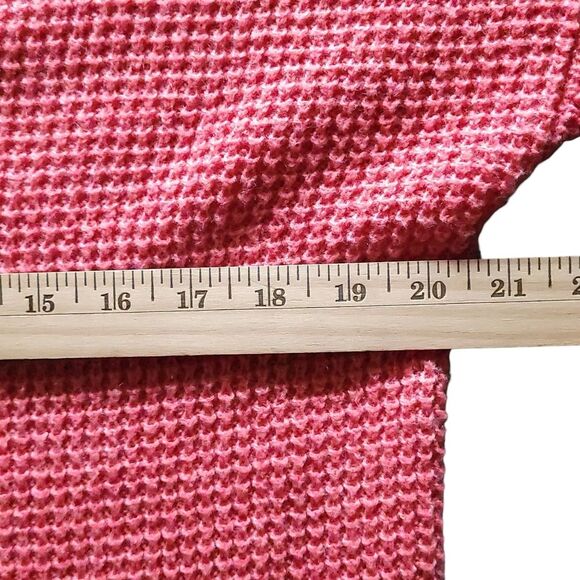 J Jill Sweater Textured Knit Womens Medium Red Coral V-Neck yak wool blend - Picture 8 of 10